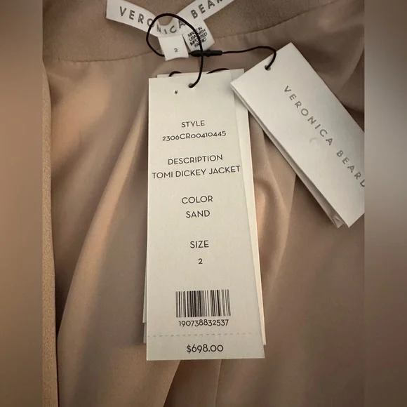 Veronica beard Size 2 Suit In Sand. Tomi Dickey Jacket And Robinne Pants NWT - Picture 7 of 15